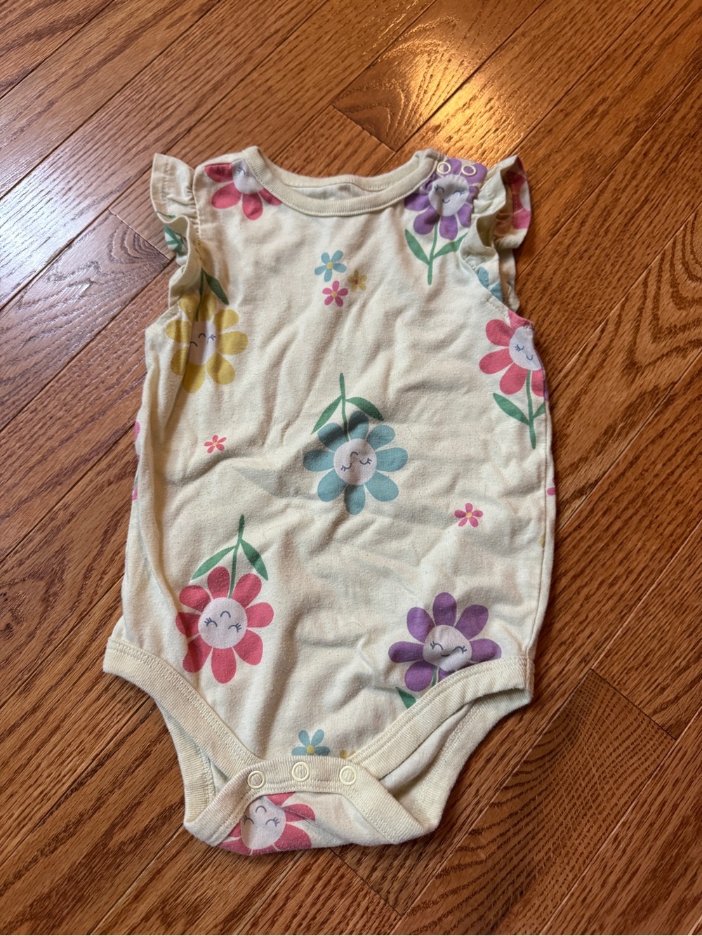 Floral Sunshine Sleeveless One-Piece Romper - Cream with Multicolor Flowers